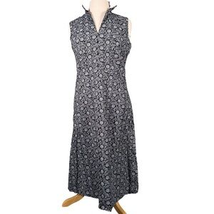 Mossimo Black and White Floral Cotton V Neck Midi Dress Size Medium NWT